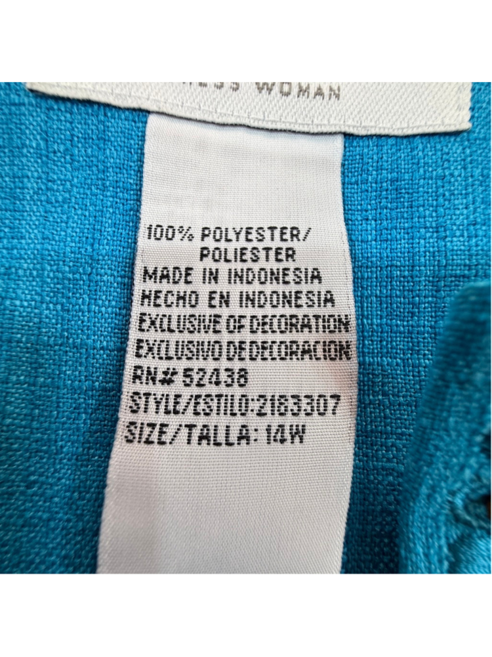 Sag Harbor Dress Woman Turquoise Two Piece Skirt Suit Set Size 14W Beaded Jacket - Picture 14 of 15